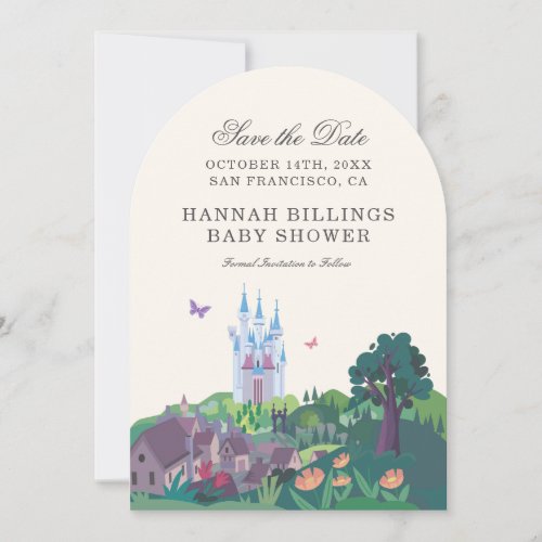 Cinderella's Whimsical Castle - Girl Baby Shower Save The Date