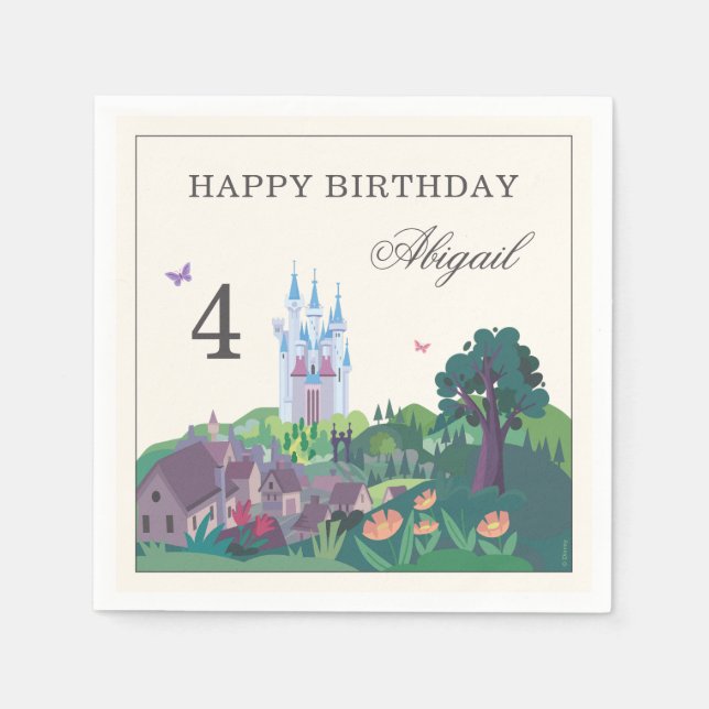 Cinderella's Whimsical Castle - Girl's Birthday Napkins (Front)