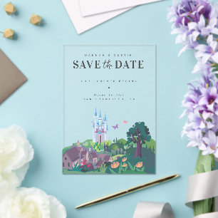 Cinderella's Whimsical Castle   Save the Date Acrylic Invitations