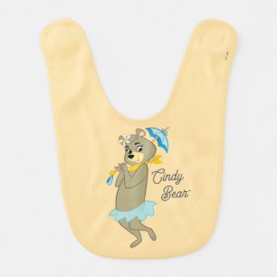 Cindy Bear Holding Parasol Baby Bib