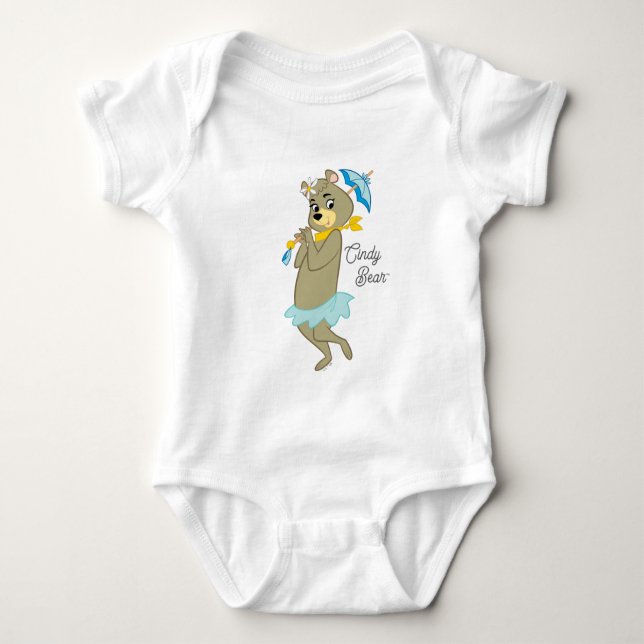 Cindy Bear Holding Parasol Baby Bodysuit (Front)