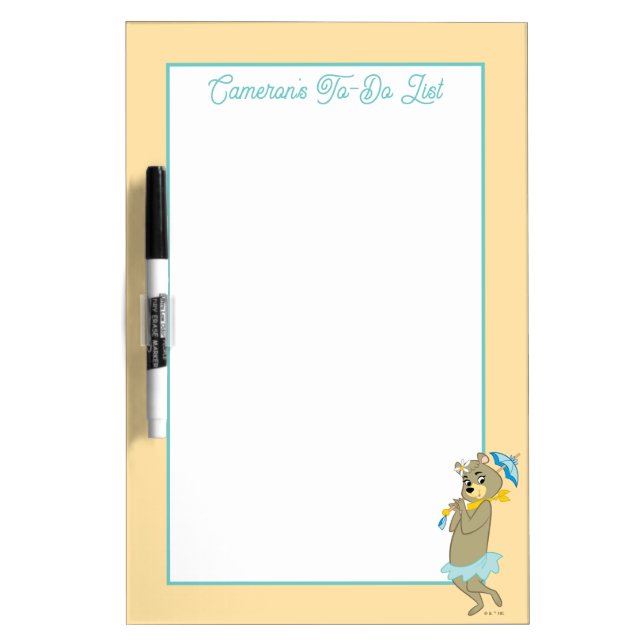 Cindy Bear Holding Parasol Dry Erase Board (Front)