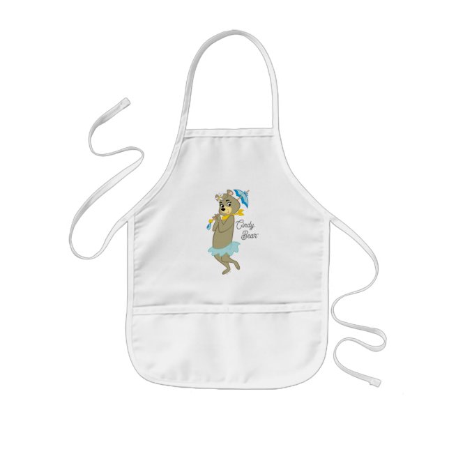 Cindy Bear Holding Parasol Kids' Apron (Front)