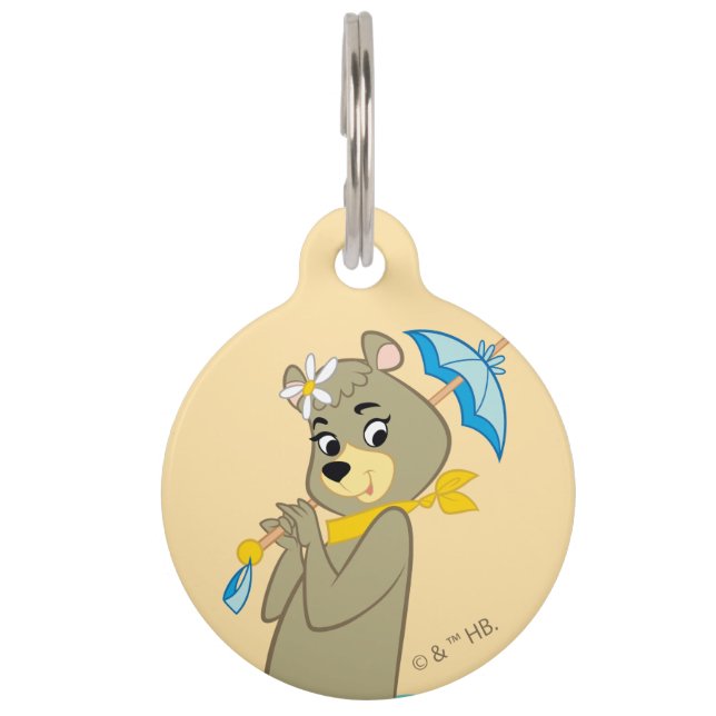 Cindy Bear Holding Parasol Pet ID Tag (Front)
