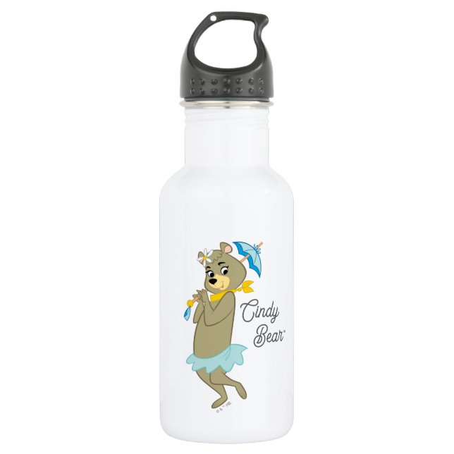 Cindy Bear Holding Parasol Stainless Steel Water Bottle (Front)