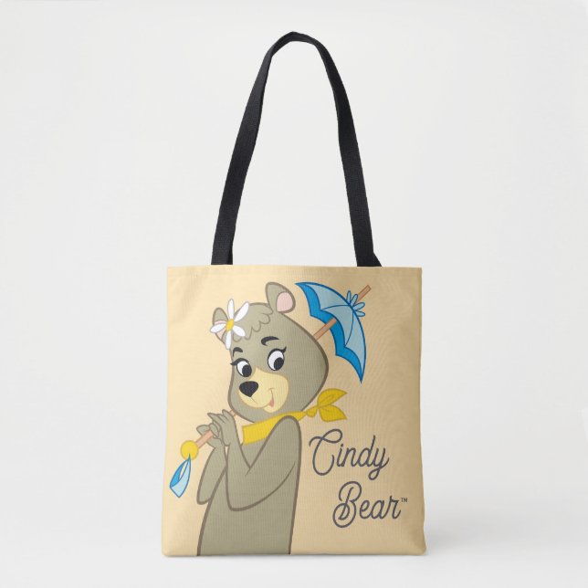 Cindy Bear Holding Parasol Tote Bag (Front)