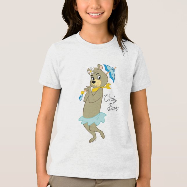Cindy Bear Holding Parasol Tri-Blend Shirt (Front)