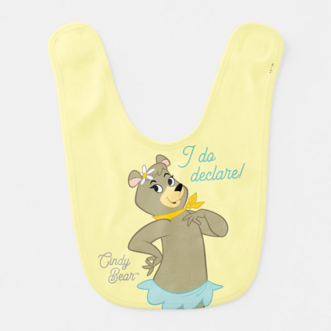 Cindy Bear Playful Pose Baby Bib (Front)