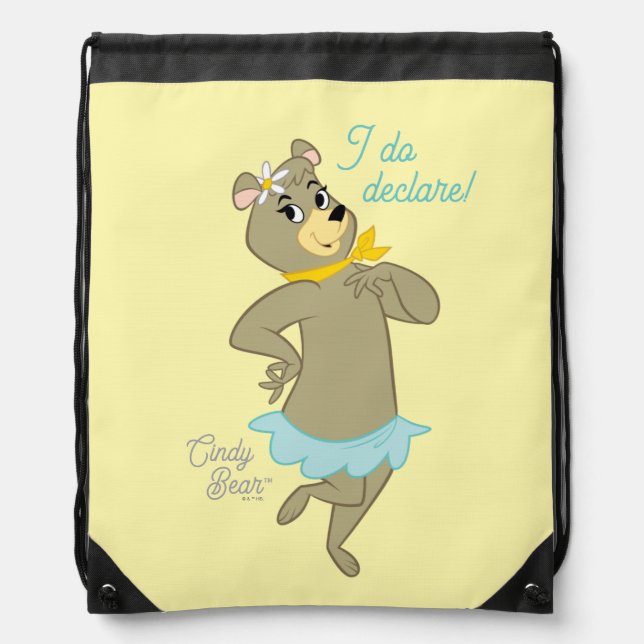 Cindy Bear Playful Pose Drawstring Bag (Front)