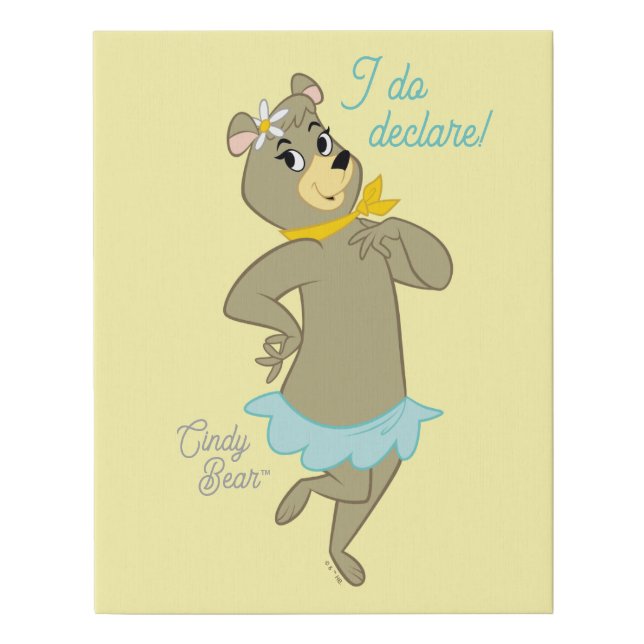 Cindy Bear Playful Pose Faux Canvas Print (Front)