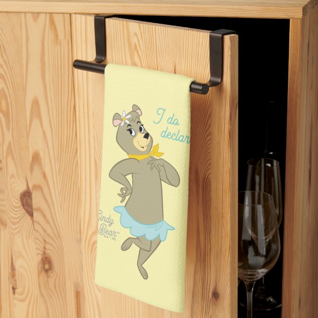 Cindy Bear Playful Pose Kitchen Towel (Thirds Fold)