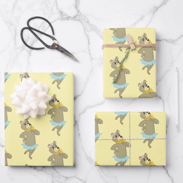 Cindy Bear Playful Pose Wrapping Paper Sheets (Front)