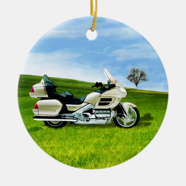 Cindy Johnson Motorcycle Ceramic Ornament (Front)