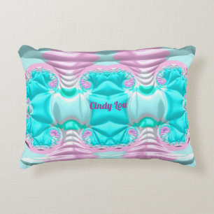 CINDY LOU ~BUCKLED UP ~ Aqua Pink White Fractal ~ Accent Pillow
