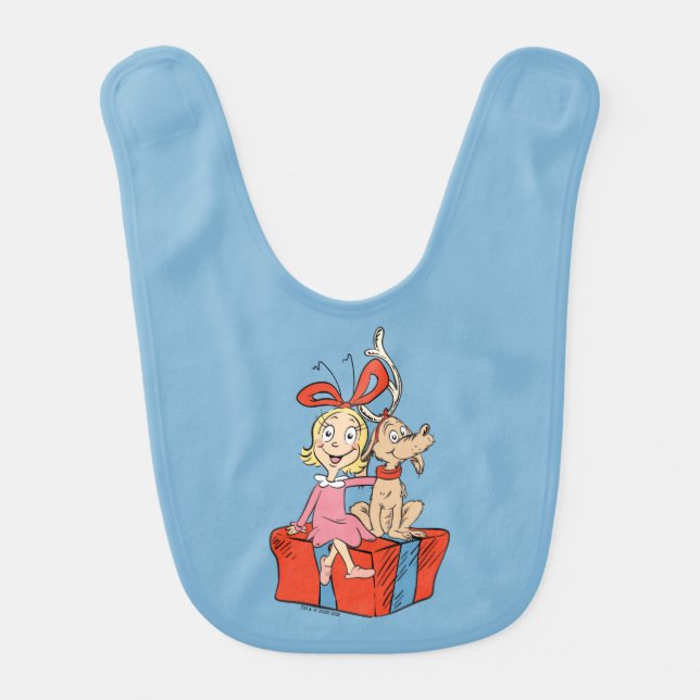 Cindy Lou Who and Max on a Present Baby Bib (Front)