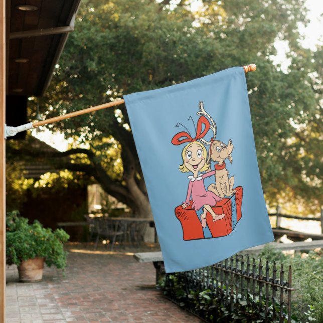 Cindy Lou Who and Max on a Present House Flag (In SItu)