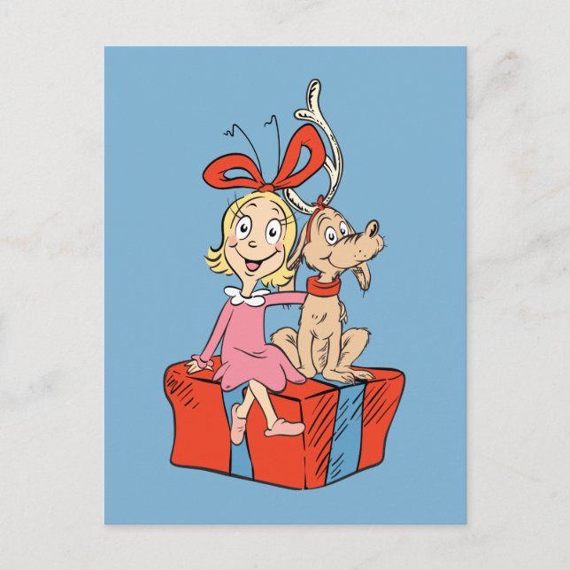Cindy Lou Who and Max on a Present Postcard (Front)