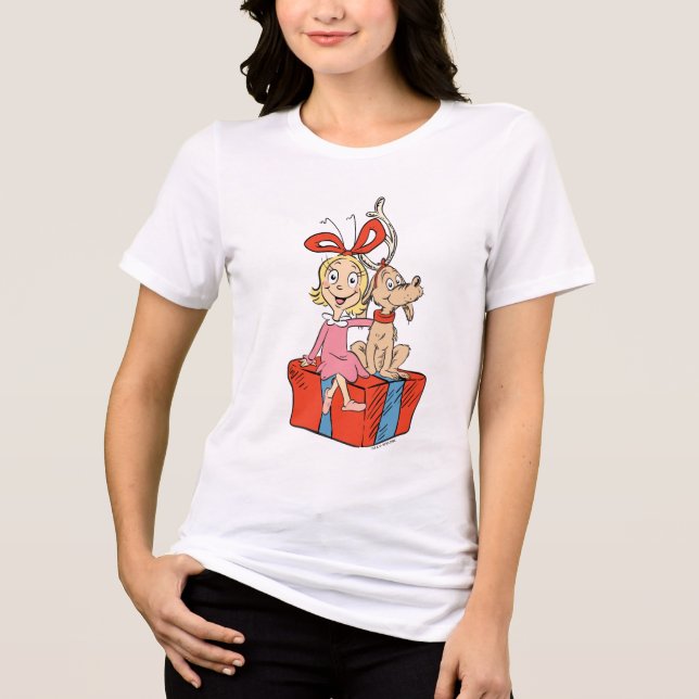 Cindy Lou Who and Max on a Present Tri-Blend Shirt (Front)