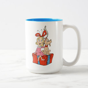 Cindy Lou Who and Max on a Present Two-Tone Coffee Mug