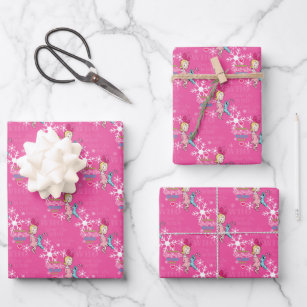 Pink Snowflake Christmas Gift Wrapping Paper Roll 8m