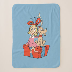 Cindy Lou Who & Max Christmas Gift Sherpa Blanket