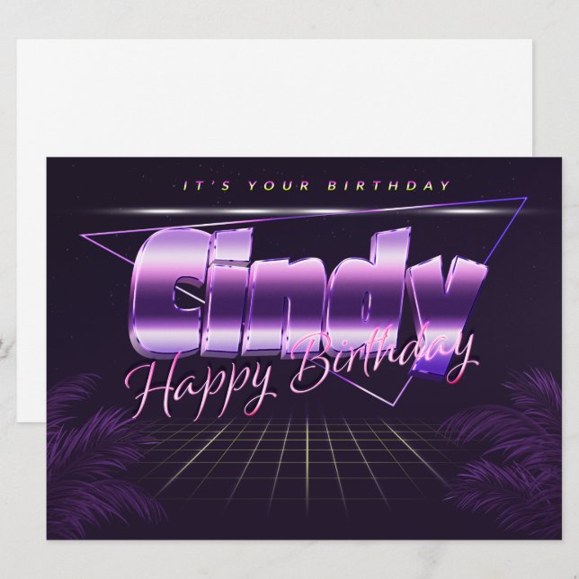 Cindy Name First name pura retro card Birthday (Front/Back)