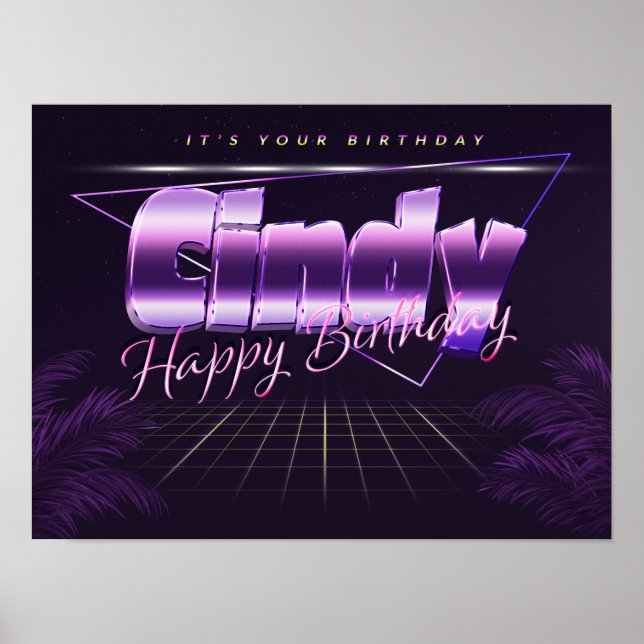 Cindy Name First Name pura retro poster Birthday (Front)