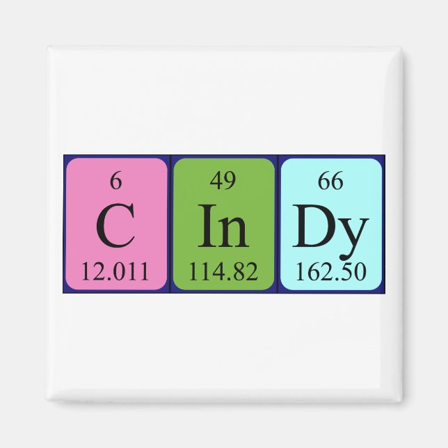 Cindy periodic table name magnet (Front)