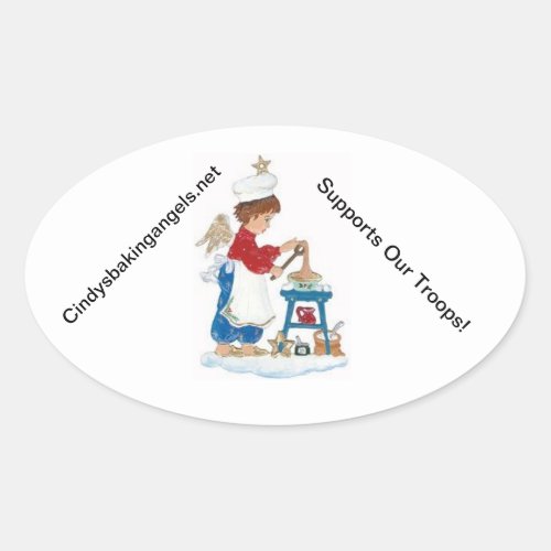 Cindys Baking Angels Stickers Oval Sticker
