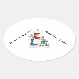 Cindy's Baking Angels Stickers! Oval Sticker