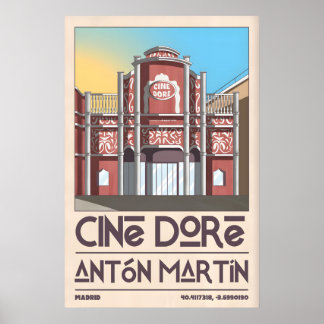 Cine Doré Madrid Poster Graphic Cinema Facade, Red