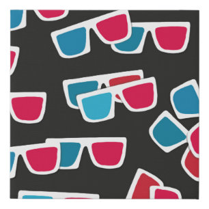 Cinema, 3d glasses pattern, seamless. faux canvas print