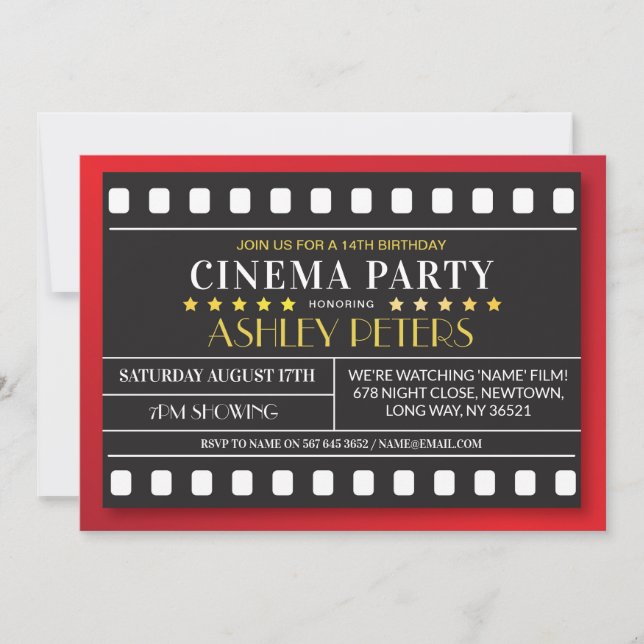 Cinema Birthday Party Any Age Theater Film Invitation (Front)