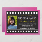 Cinema Birthday Party Movie Film Girl's Pink Photo Invitation (Front/Back)