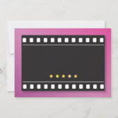Cinema Birthday Party Movie Film Girl's Pink Photo Invitation (Back)