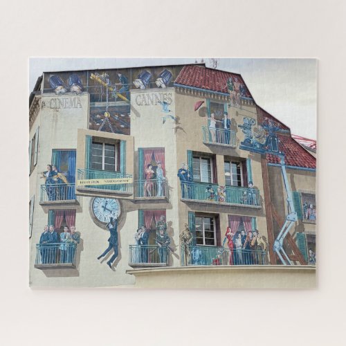 Cinema Cannes Mural painted on building in Cannes Jigsaw Puzzle