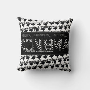 *CINEMA* Logo & Camera Pattern Pillow