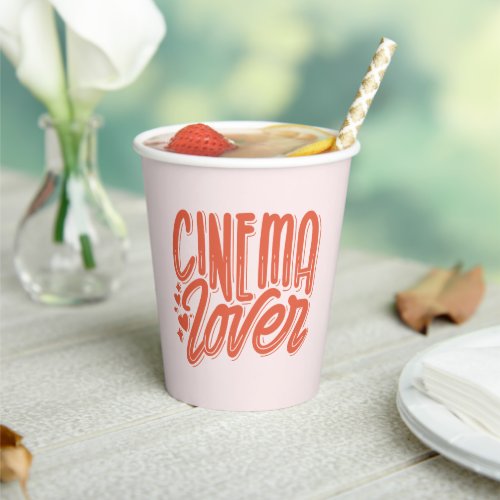 Cinema Lover l Modern Orange  Pink  Paper Cups