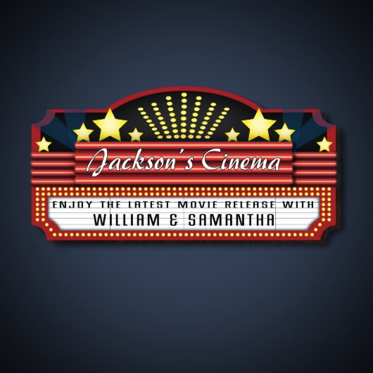 Cinema Marquee Home Theater Wooden Wall Sign (Front)