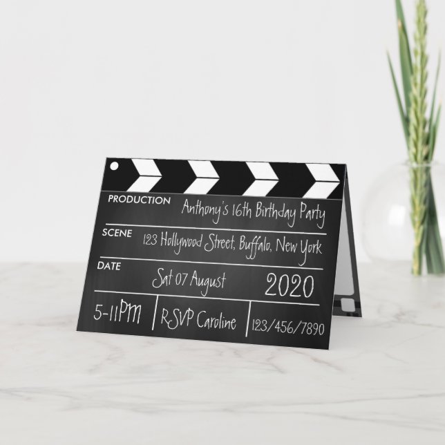 Cinema Movie Night Birthday Party Chalkboard Invitation (Front)