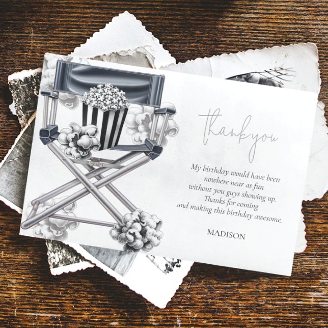 Cinema Movie Night extravaganza Retro Personalized Thank You Card (Creator Uploaded)