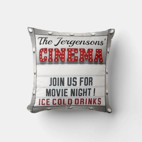 Cinema Movie Night Theater Theatre  Throw Pillow