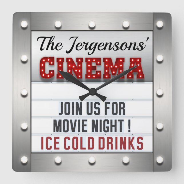 Cinema Movie Night Theater Theatre Wall Clock  (Front)