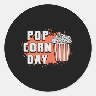 Cinema Movie Popcorn Day Snack Pop Film Gift Idea Classic Round Sticker