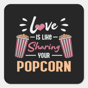 Cinema Movie Popcorn Day Snack Pop Film Gift Idea Square Sticker
