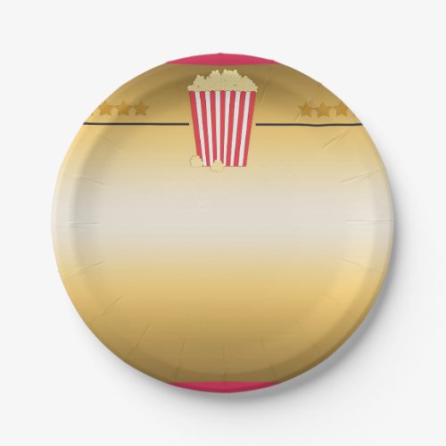 Cinema Movie Popcorn Ticket Birthday Party Banner Paper Plates