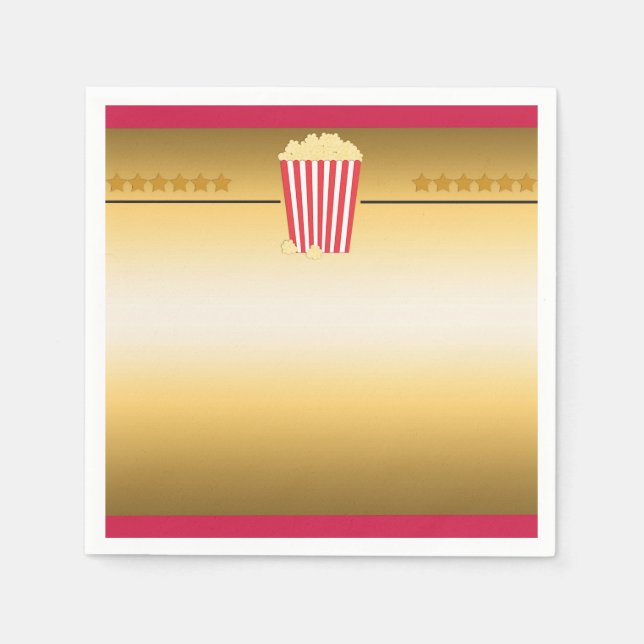 Cinema Movie Popcorn Ticket Birthday Party Napkins (Front)