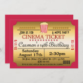 Cinema Movie Ticket Popcorn Party Event Invitation (Front/Back)