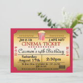 Cinema Movie Ticket Popcorn Party Event Invitation (Standing Front)