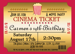 movie ticket invitations zazzle